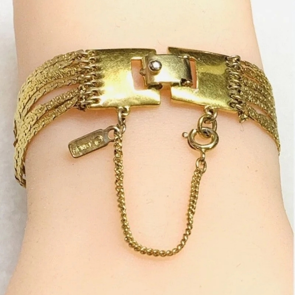 1970s MONET Gold Tone Multi-Chain 7 Strand BRACELET - LIKE NEW Rare!
